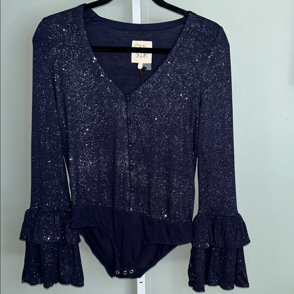 Chaser Women's Sparkling Navy Bodysuit Top Size Small - Picture 2 of 11